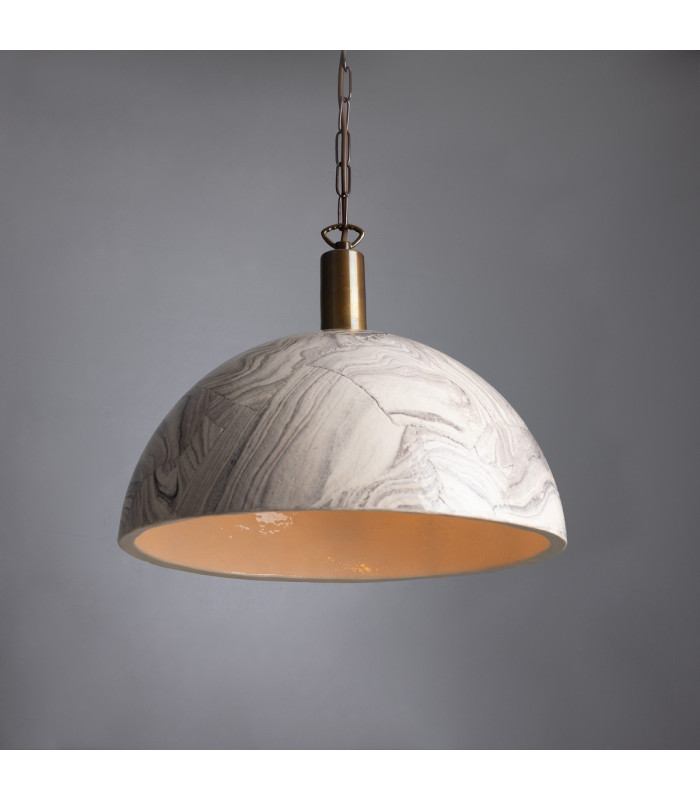 Kauri Dome Pendant 37cm Marbled Antique Brass-3