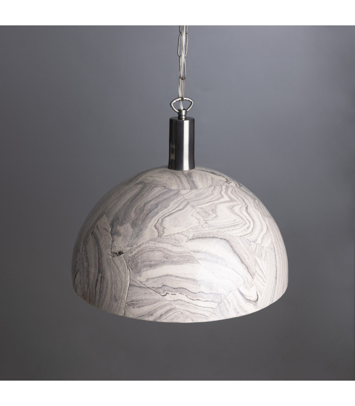 Kauri Dome Pendant 37cm Marbled Antique Silver-1