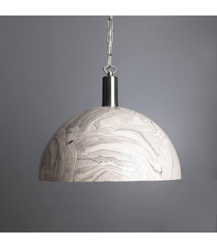 Kauri Dome Pendant 37cm Marbled Antique Silver-2
