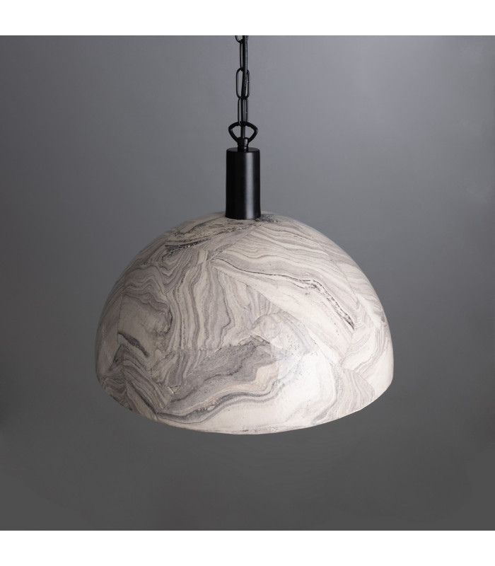 Kauri Dome Pendant 37cm Marbled Matt Black-1