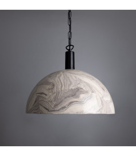 Kauri Dome Pendant 37cm Marbled Matt Black-2