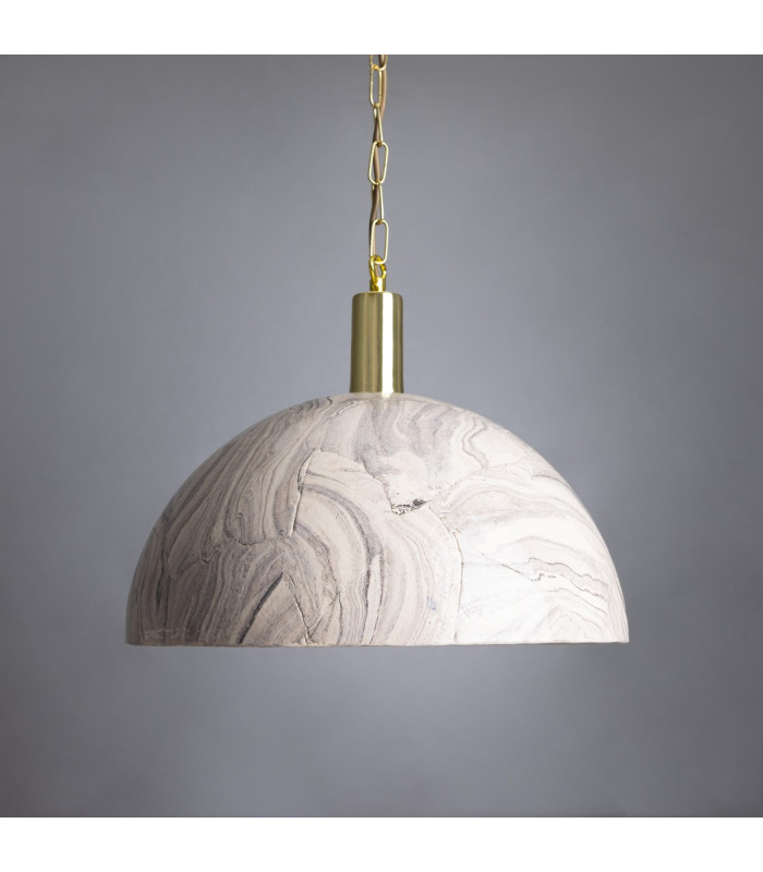 Kauri Dome Pendant 37cm Marbled Polished Brass-2