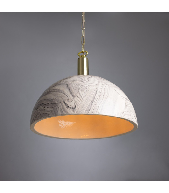 Kauri Dome Pendant 37cm Marbled Polished Brass-3