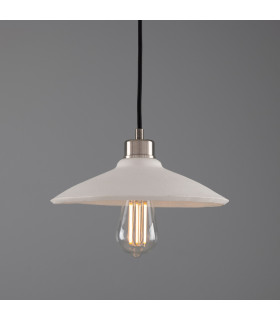 Pyrus Dome Pendant Matte White Striped Antique Silver-1