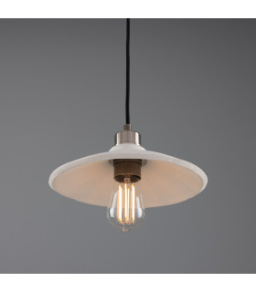 Pyrus Dome Pendant Matte White Striped Antique Silver-2