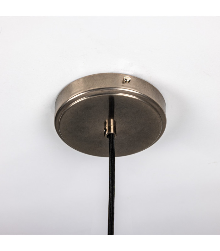 Pyrus Dome Pendant Matte White Striped Antique Silver-5