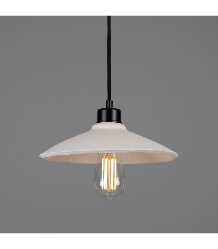 Pyrus Dome Pendant Matte White Striped Matte Black-1