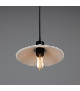 Pyrus Dome Pendant Matte White Striped Matte Black-2