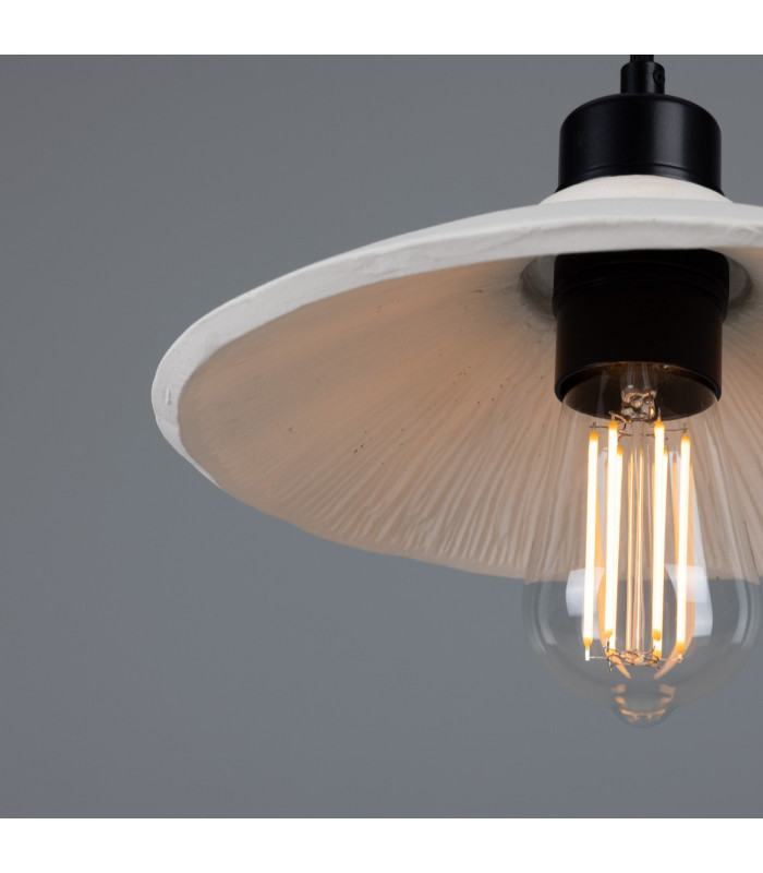 Pyrus Dome Pendant Matte White Striped Matte Black-4