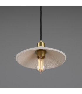 Pyrus Dome Pendant Matte White Striped Satin Brass-2
