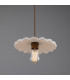 Kapok Dome Pendant Matte White Striped Antique Brass-2