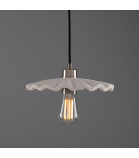 Kapok Dome Pendant Matte White Striped Antique Silver-1