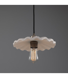 Kapok Dome Pendant Matte White Striped Antique Silver-2