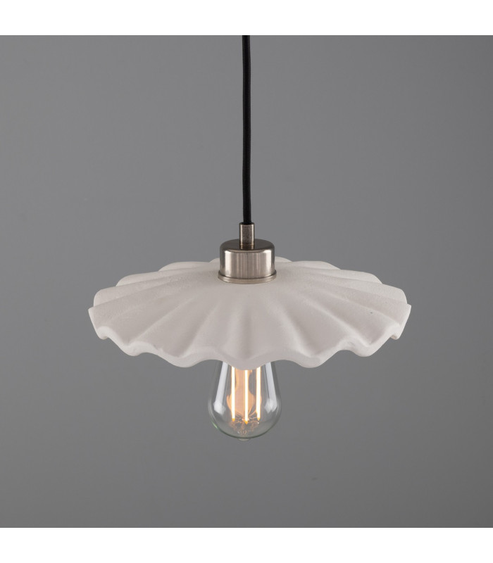 Kapok Dome Pendant Matte White Striped Antique Silver-3