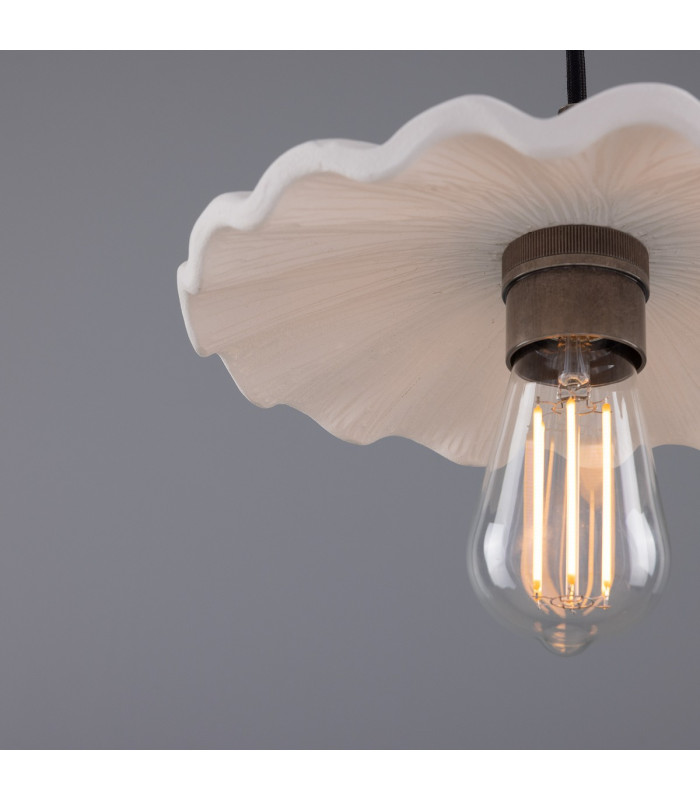 Kapok Dome Pendant Matte White Striped Antique Silver-4
