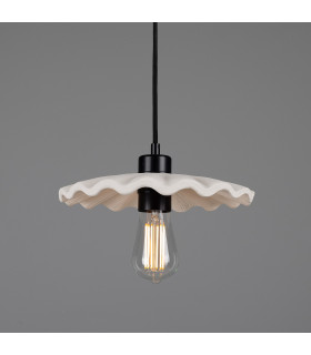Kapok Dome Pendant Matte White Striped Matte Black-1
