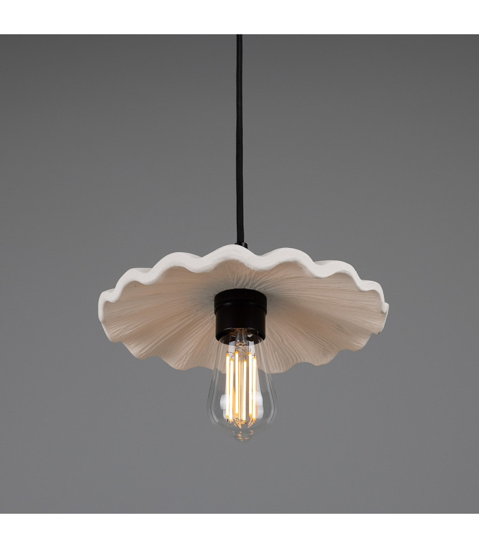 Kapok Dome Pendant Matte White Striped Matte Black-2