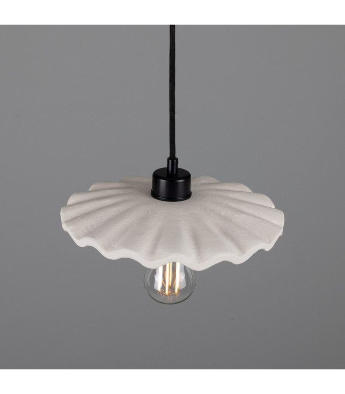 Kapok Dome Pendant Matte White Striped Matte Black-3