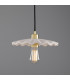 Kapok Dome Pendant Matte White Striped Polished Brass-1