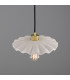 Kapok Dome Pendant Matte White Striped Polished Brass-3