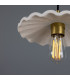Kapok Dome Pendant Matte White Striped Satin Brass-4