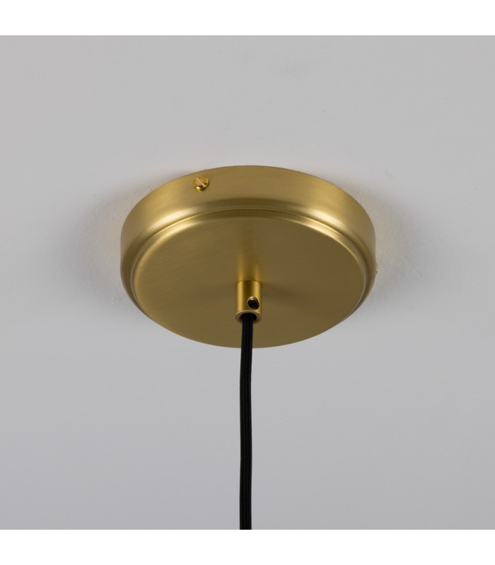 Kapok Dome Pendant Matte White Striped Satin Brass-5