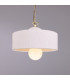 Seville Ceramic Dome Pendant |Matte White Striped |Polished Brass-1