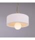 Seville Ceramic Dome Pendant |Matte White Striped |Polished Brass-3