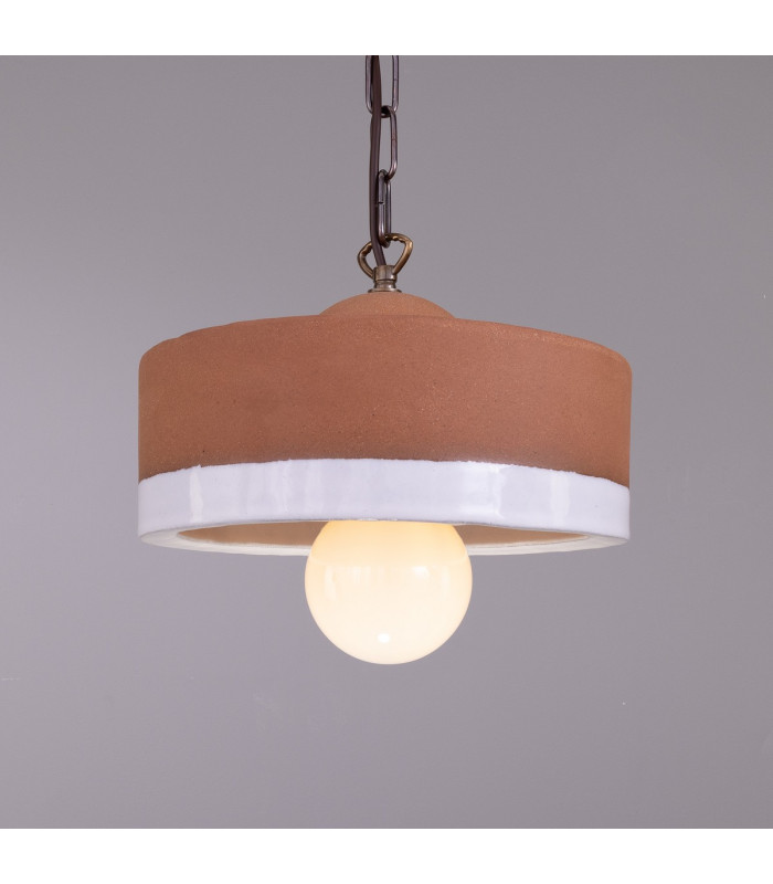 Seville Ceramic Dome Pendant Terracotta White Antique Brass-1
