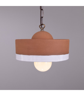 Seville Ceramic Dome Pendant Terracotta White Antique Brass-2