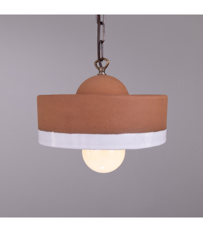 Seville Ceramic Dome Pendant Terracotta White Antique Brass-2