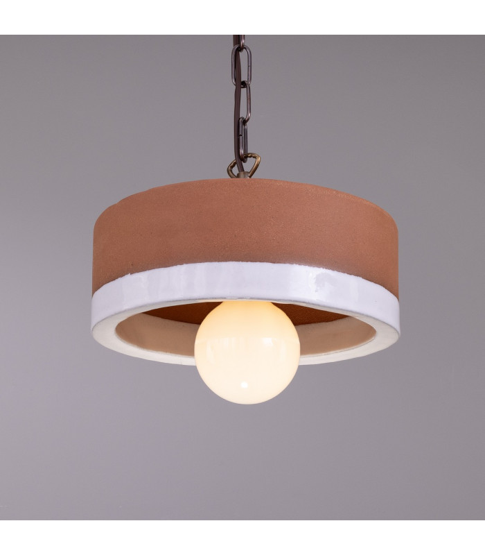 Seville Ceramic Dome Pendant Terracotta White Antique Brass-3
