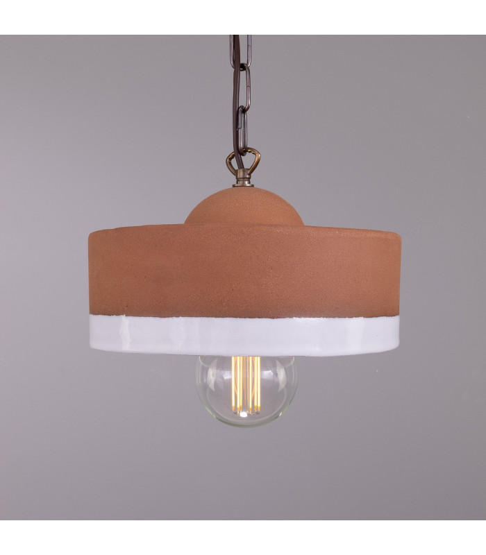 Seville Ceramic Dome Pendant Terracotta White Antique Brass-5