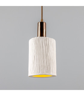 Senna Pendant Matte White Striped Antique Brass-1