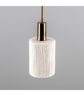 Senna Pendant Matte White Striped Antique Brass-2