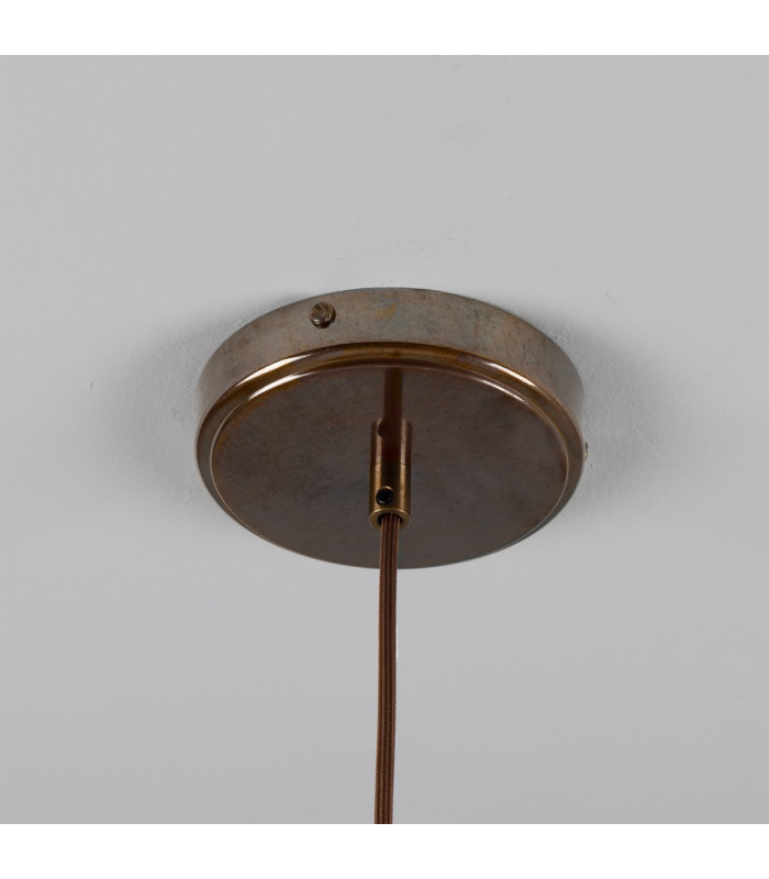 Senna Pendant Matte White Striped Antique Brass-5
