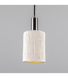 Senna Pendant Matte White Striped Antique Silver-1