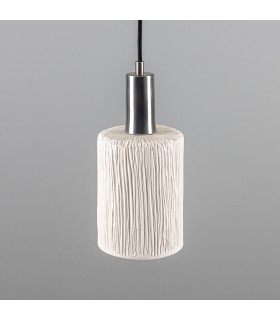 Senna Pendant Matte White Striped Antique Silver-2