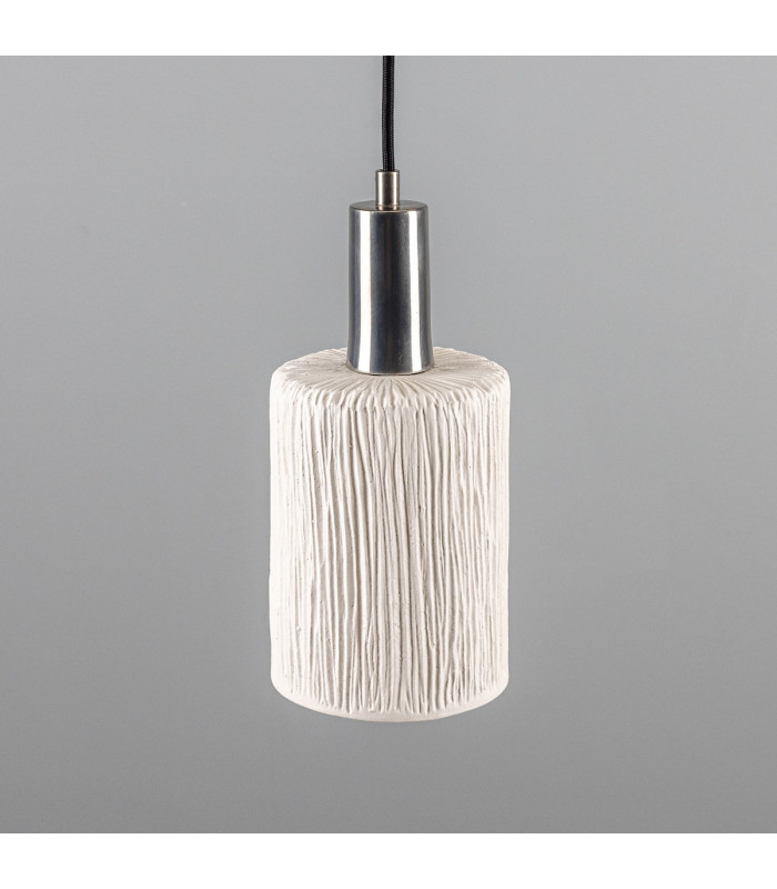 Senna Pendant Matte White Striped Antique Silver-2