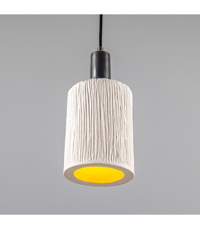 Senna Pendant Matte White Striped Antique Silver-3