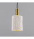 Senna Pendant Matte White Striped Polished Brass-1