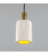 Senna Pendant Matte White Striped Polished Brass-3
