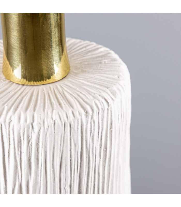 Senna Pendant Matte White Striped Polished Brass-4