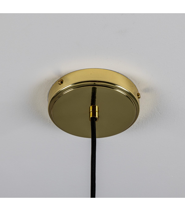 Senna Pendant Matte White Striped Polished Brass-5