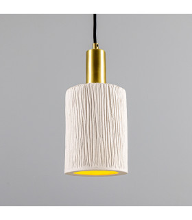 Senna Pendant Matte White Striped Satin Brass-1