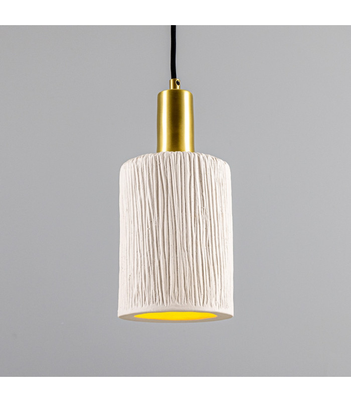 Senna Pendant Matte White Striped Satin Brass-1