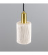 Senna Pendant Matte White Striped Satin Brass-2