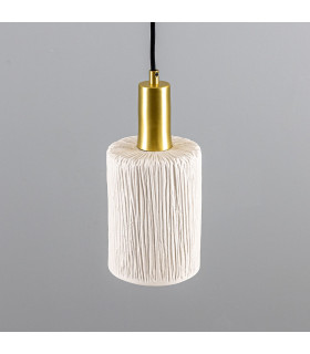 Senna Pendant Matte White Striped Satin Brass-2