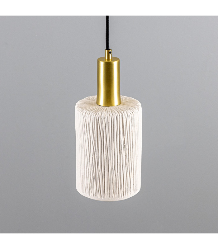 Senna Pendant Matte White Striped Satin Brass-2