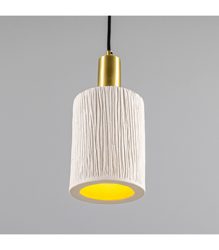Senna Pendant Matte White Striped Satin Brass-3